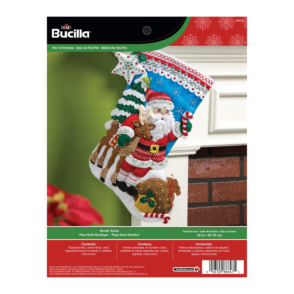 Bucilla Nordic Santa Felt Applique Stocking Kit, 86647 18-Inch