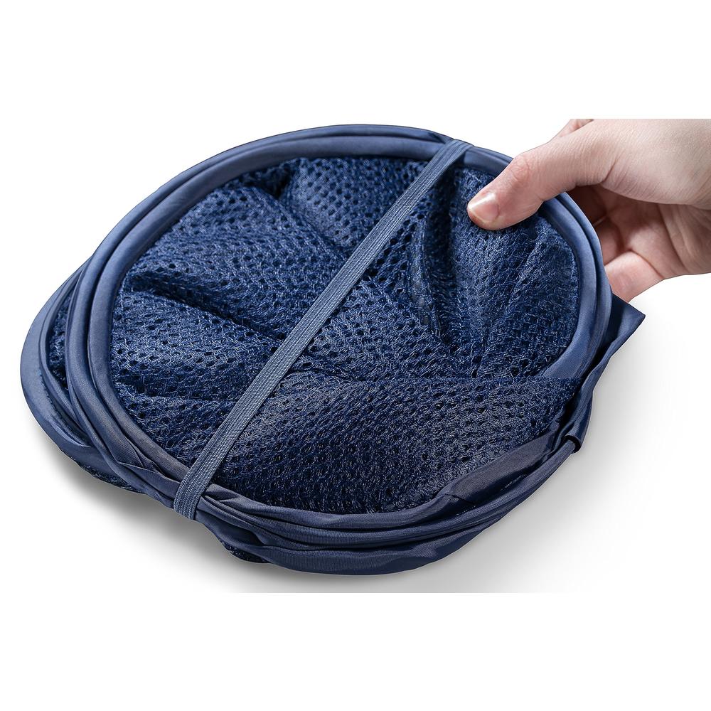 Handy Laundry Collapsible Mesh Foldable Hamper 14" X 14' X 24" Navy Blue