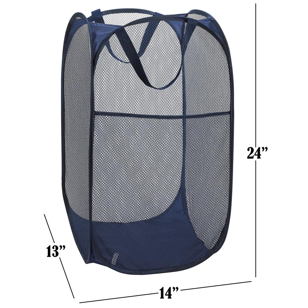 Handy Laundry Collapsible Mesh Foldable Hamper 14" X 14' X 24" Navy Blue