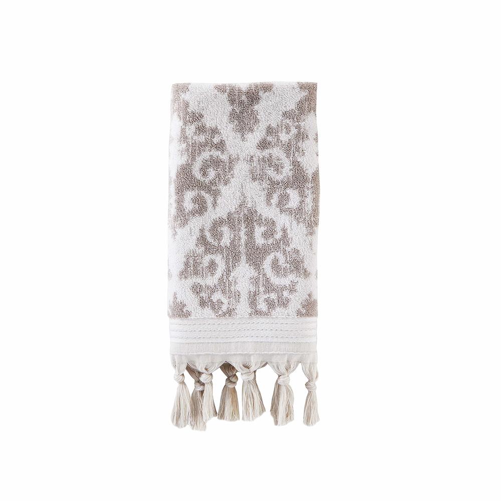Skl Home Mirage Fringe 100% Turkish Cotton Hand Towel (2-Pack), Taupe , 16X26 In
