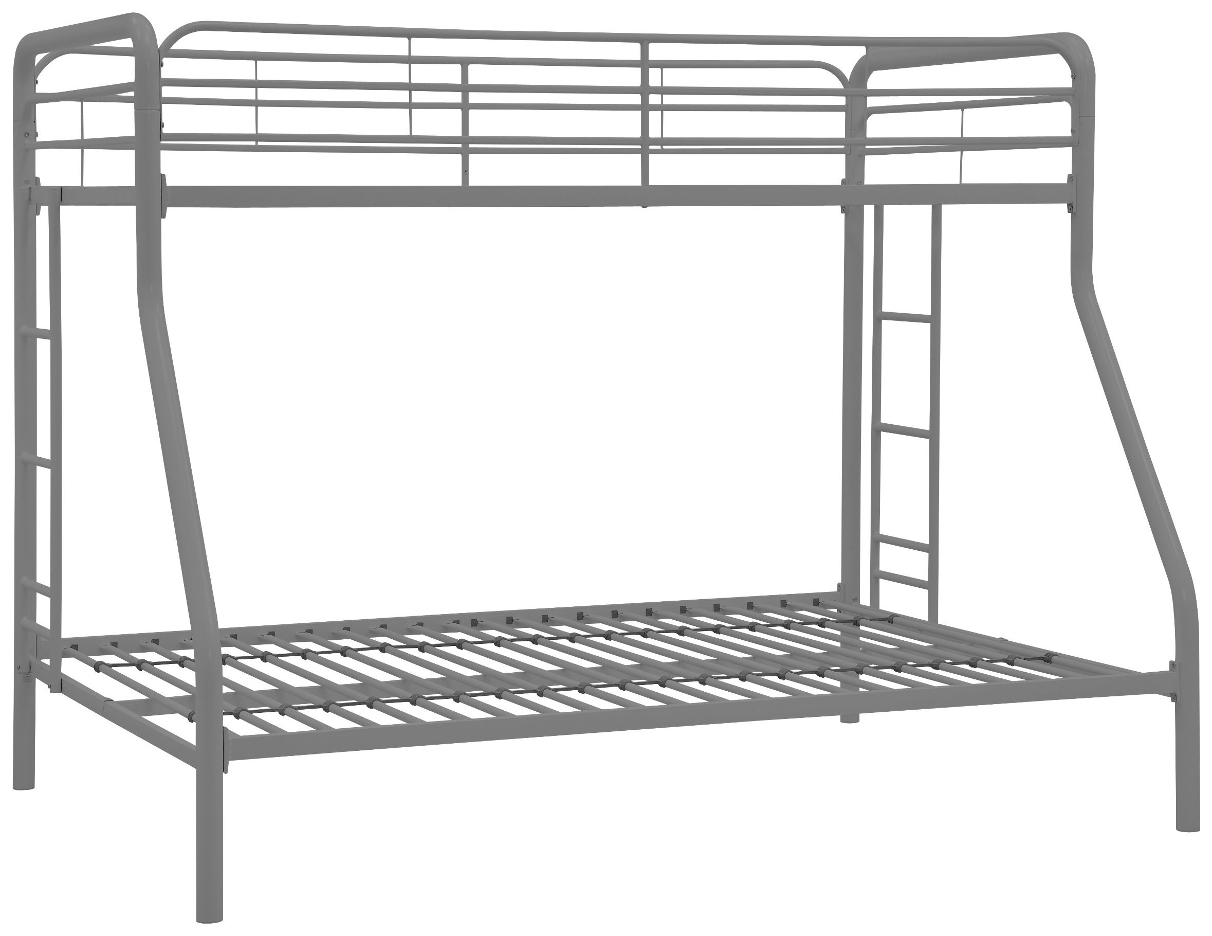 Dorel DHP Twin-Over-Full Bunk Bed with Metal Frame and Ladder, Space-Saving Design, Silver