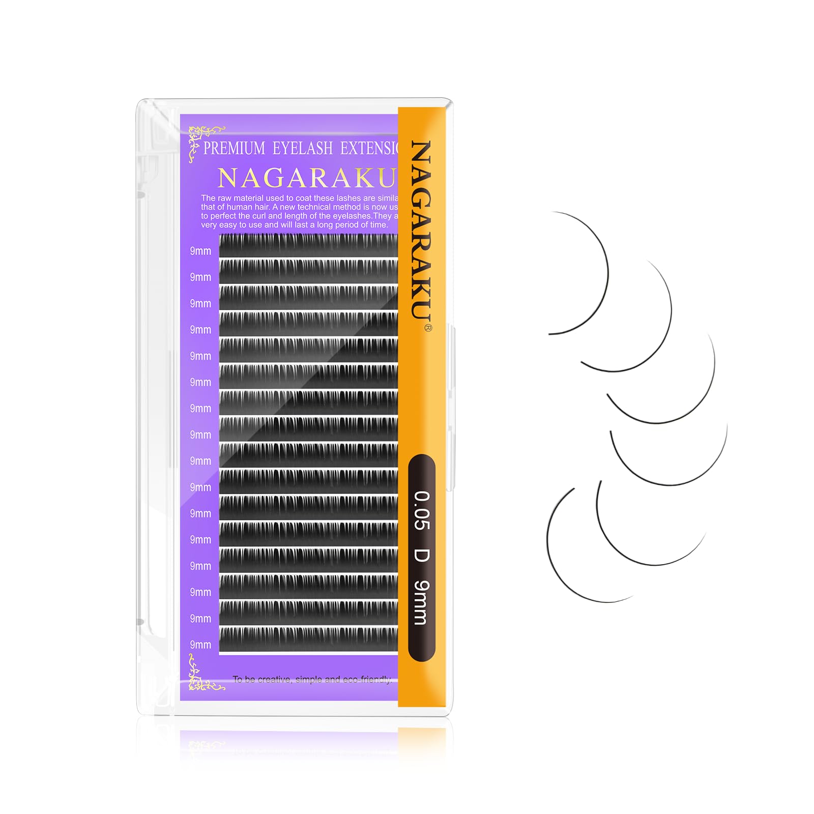 NAgARAKU Eyelash Extensions Individual Lashes 005mm D curl 9mm classic Matte Black Soft Natural Professional 16 rows Beauty Salo