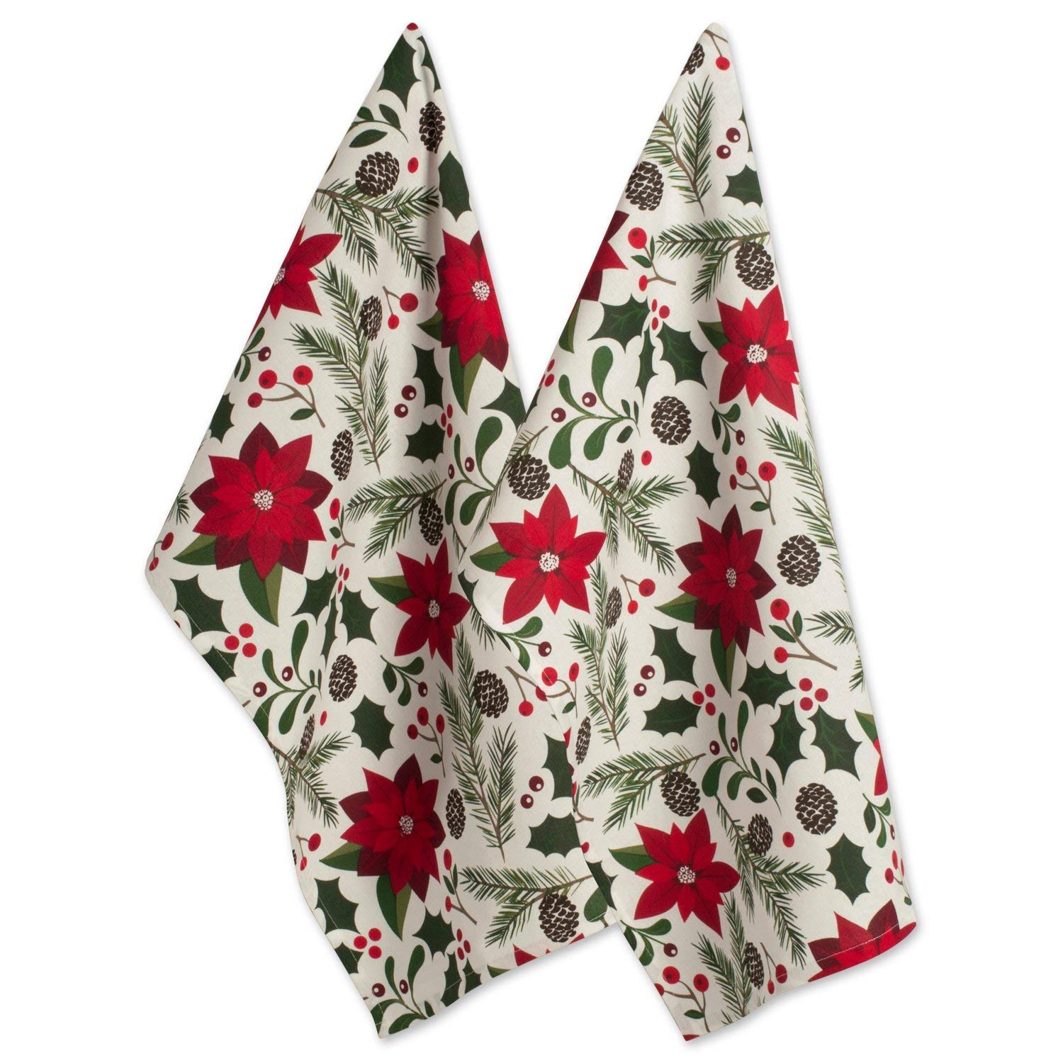 DII christmas Kitchen Towel Set, Floral Tea Towels for Baking, cleaning, Entertainment & cooking, 18x28, Woodland Holiday, 2 Pie