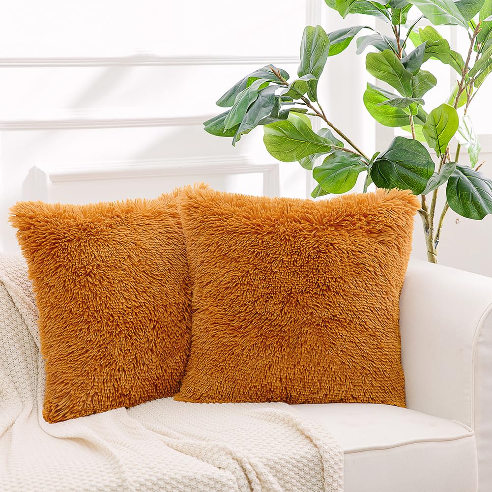 NordECO HOME Luxury Soft Faux Fur Fleece Cushion Cover Pillowcase Decorative Throw Pillows Covers, No Pillow Insert, 16" x 16" I