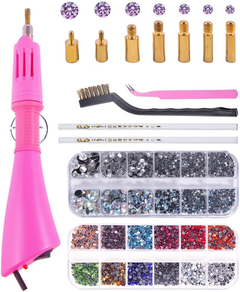 BLINgINBOX Hotfix Applicator Tool 2 Boxes of 4000 pcs Rhinestone Applicator Set with 7 Different Sizes Nozzles cleaning Kit Twee