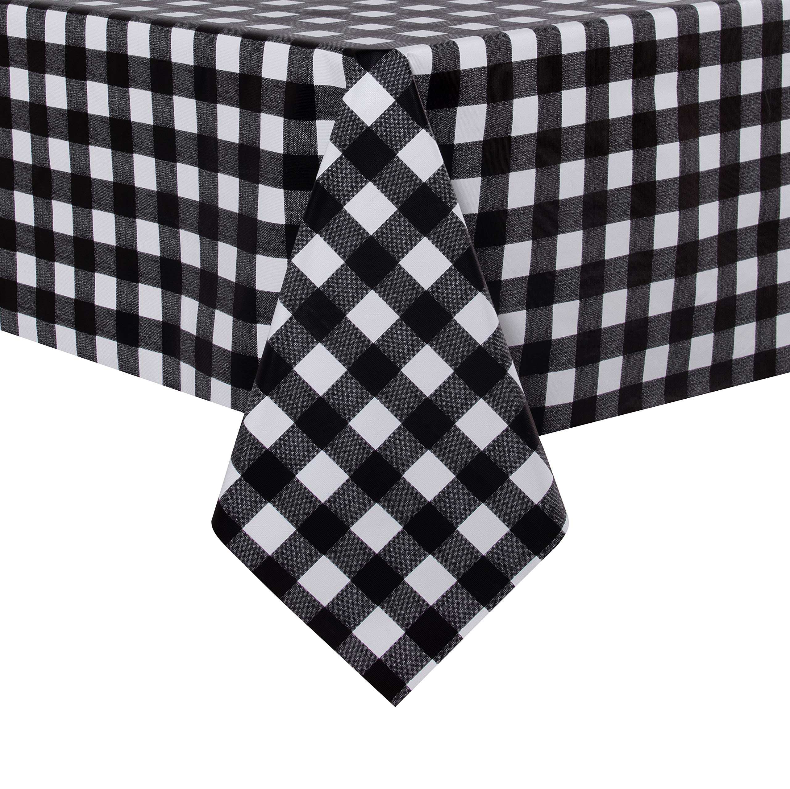 sancua Checkered Vinyl Square Tablecloth - 54 x 54 Inch - 100% Waterproof Oil Proof Spill Proof PVC Table Cloth, Wipe Clean Tabl