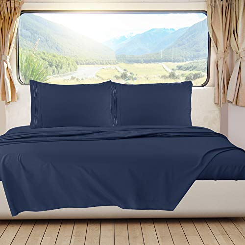 clara clark RV Queen Sheets, 6 Piece RV Sheets Set - Hotel Luxury Sheets for RV Bunks, Super Soft Bedding Sheets & Pillowcases, 