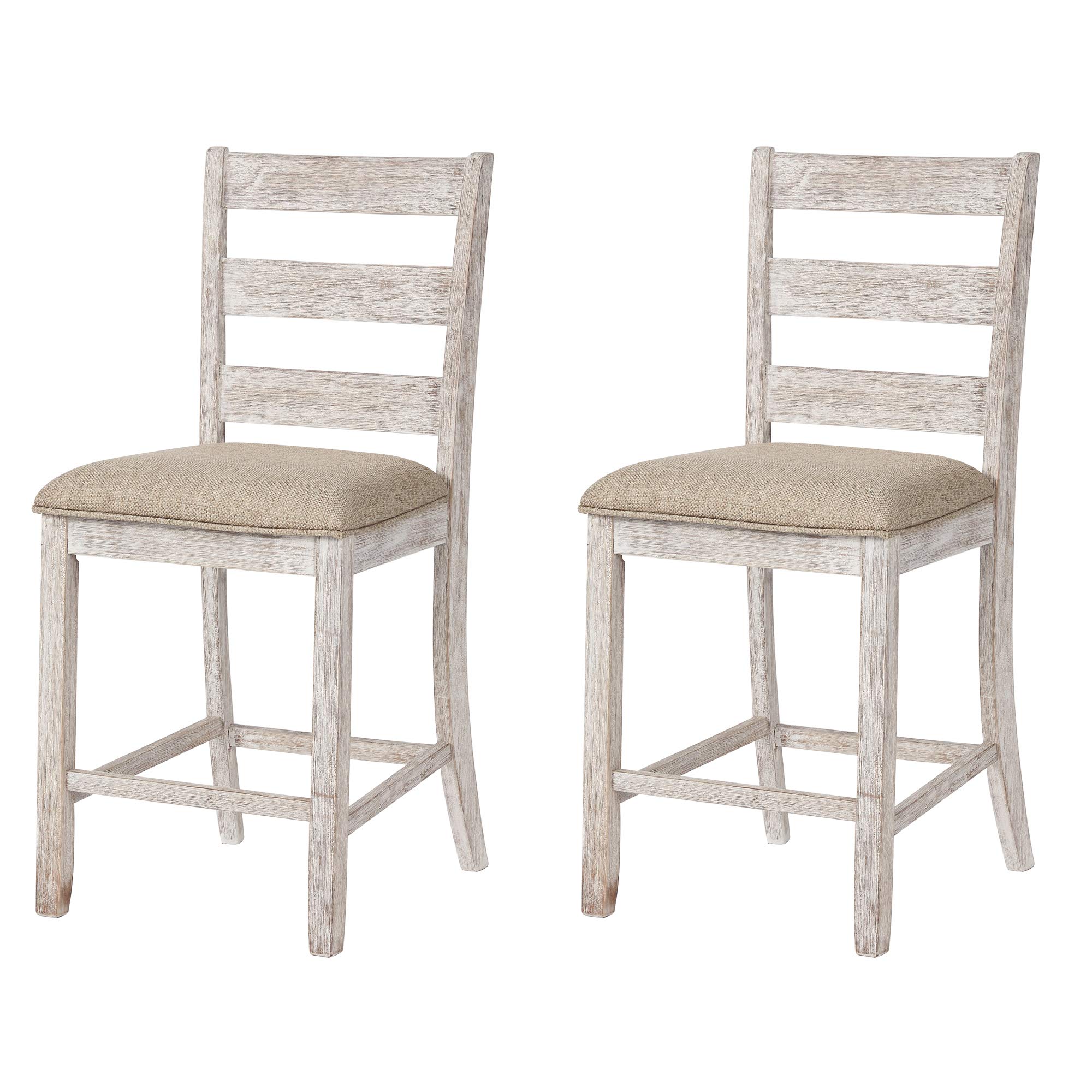 Signature Design by Ashley Skempton 24 counter Height Upholstered Barstool, 2 count, Antique White