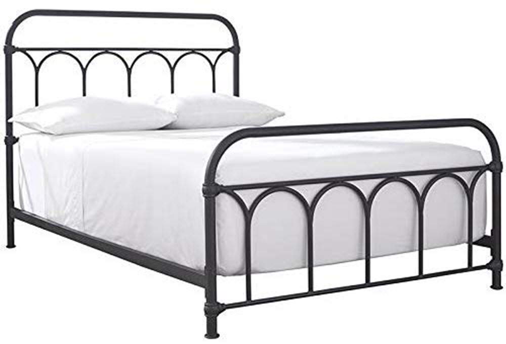 Signature Design by Ashley Nashburg Farmhouse Industrial Queen Metal Bed with Powdercoated Finish, Matte Black