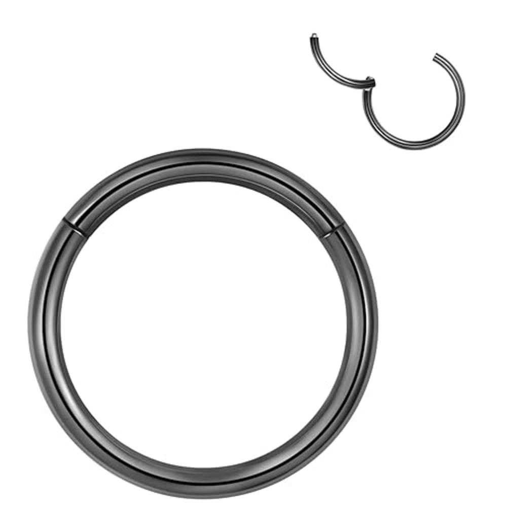 LOVEBODYJEWELRY 2pcs 18g 5mm Hinged Hoop Nose Ring Black Septum Ring clicker 316L Surgical Steel Nose Hoop 18 gauge cartilage Ea