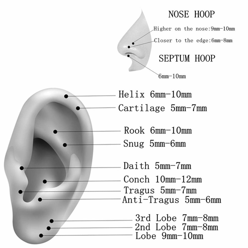 FOLLOWMOON 2pcs Pair 8mm Septum Ring gold Nose Rings Hoop 18 gauge Nose Hoop Helix Daith Tragus Hinged Segment Septum clicker Li