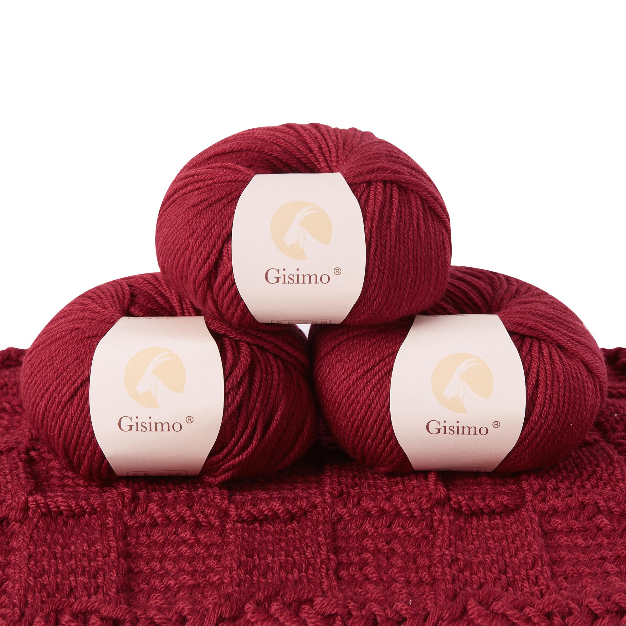Gisimo gISIMO 100% Merino Wool Yarn, 6-Ply Luxurious and Soft Yarn for Hand  Knitting & crocheting, 176 OZ50g, 127 yds116 Meters (red, 3