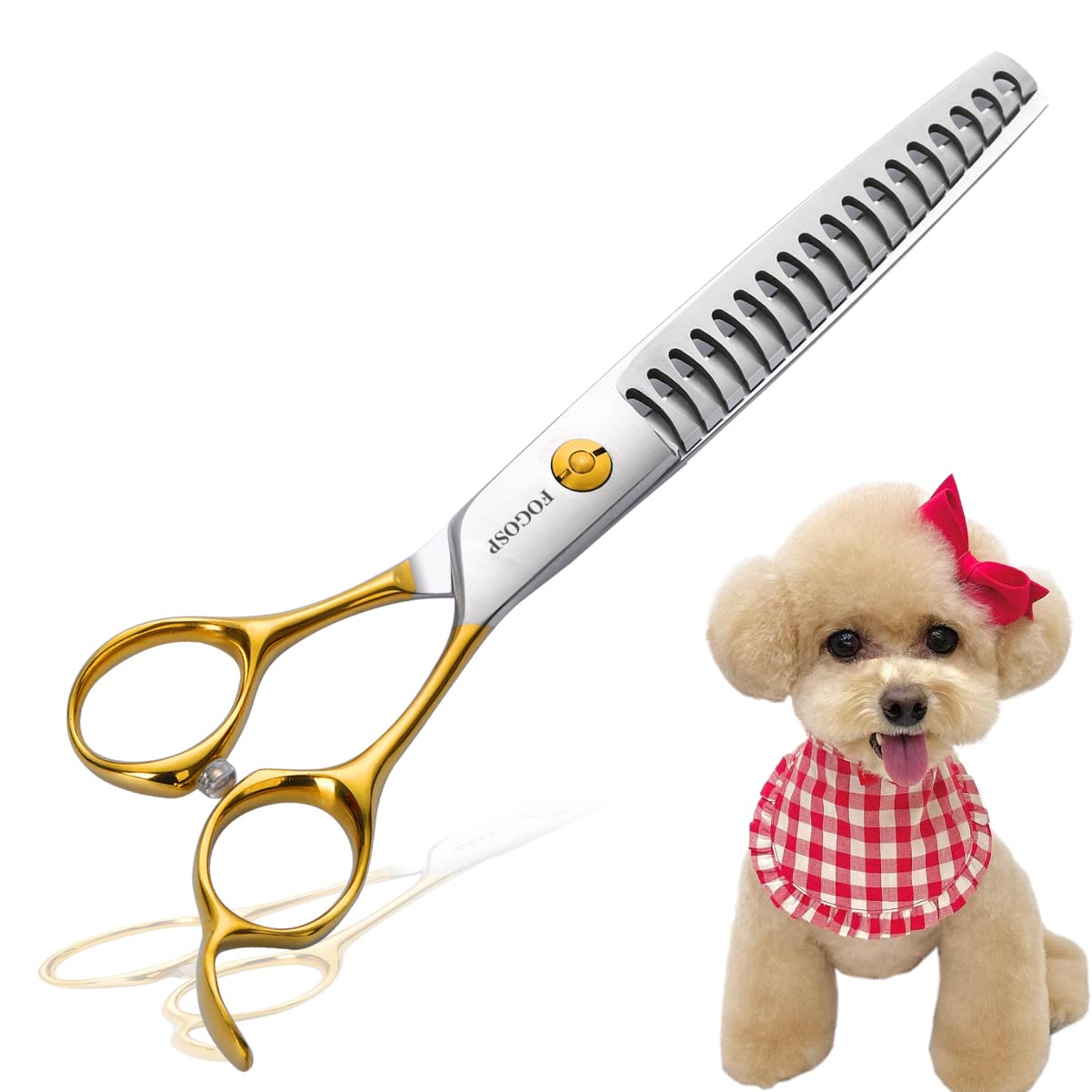 FOgOSP Dog Thinning Shears for grooming 675 chunker Shears Quickly Thinning Thick Hair Professional Dog grooming Scissors for Sm