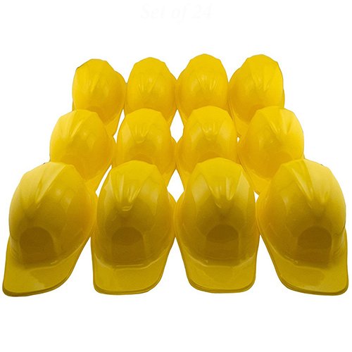 Adorox 12pcs Yellow construction Soft Plastic Hat Helmet costume Birthday Party Favor Kids Hard cap Halloween (12 Yellow Hats)