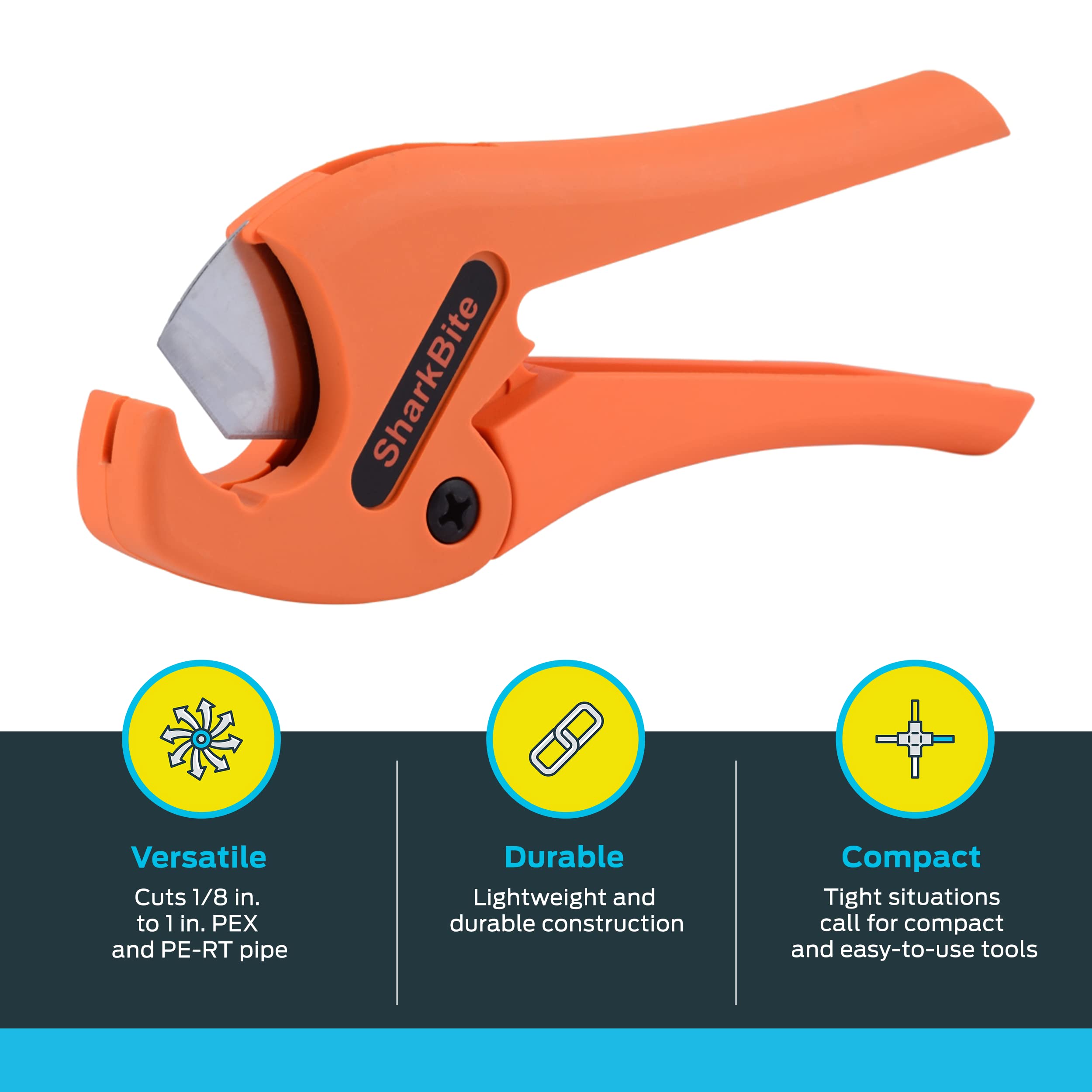 SharkBite Pipe cutter Tool, cuts 14 to 1 Inch Pipe, Orange Handles, Plumbing Fittings, PEX, PE-RT, U701