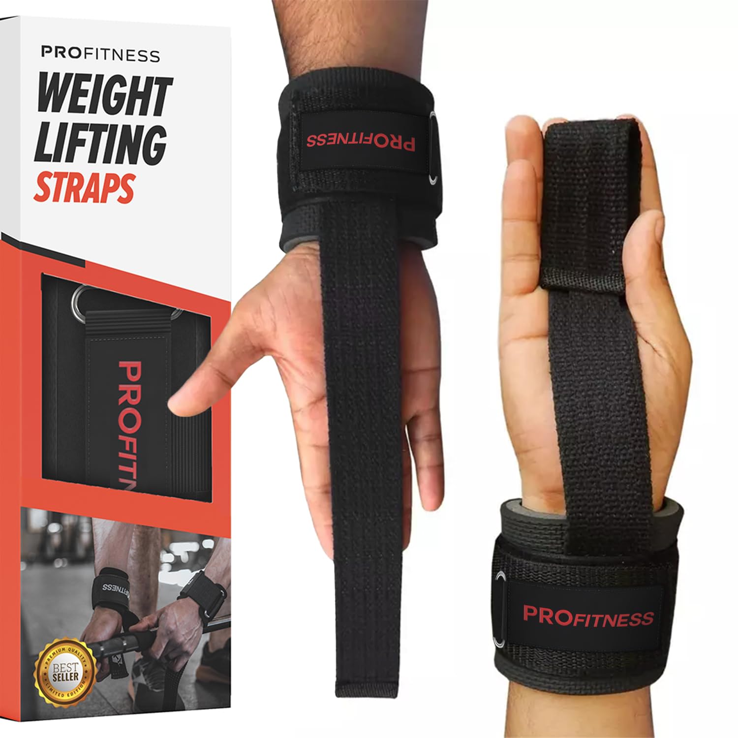 ProFitness Weight Lifting Straps - 10A Long Wrist Straps for