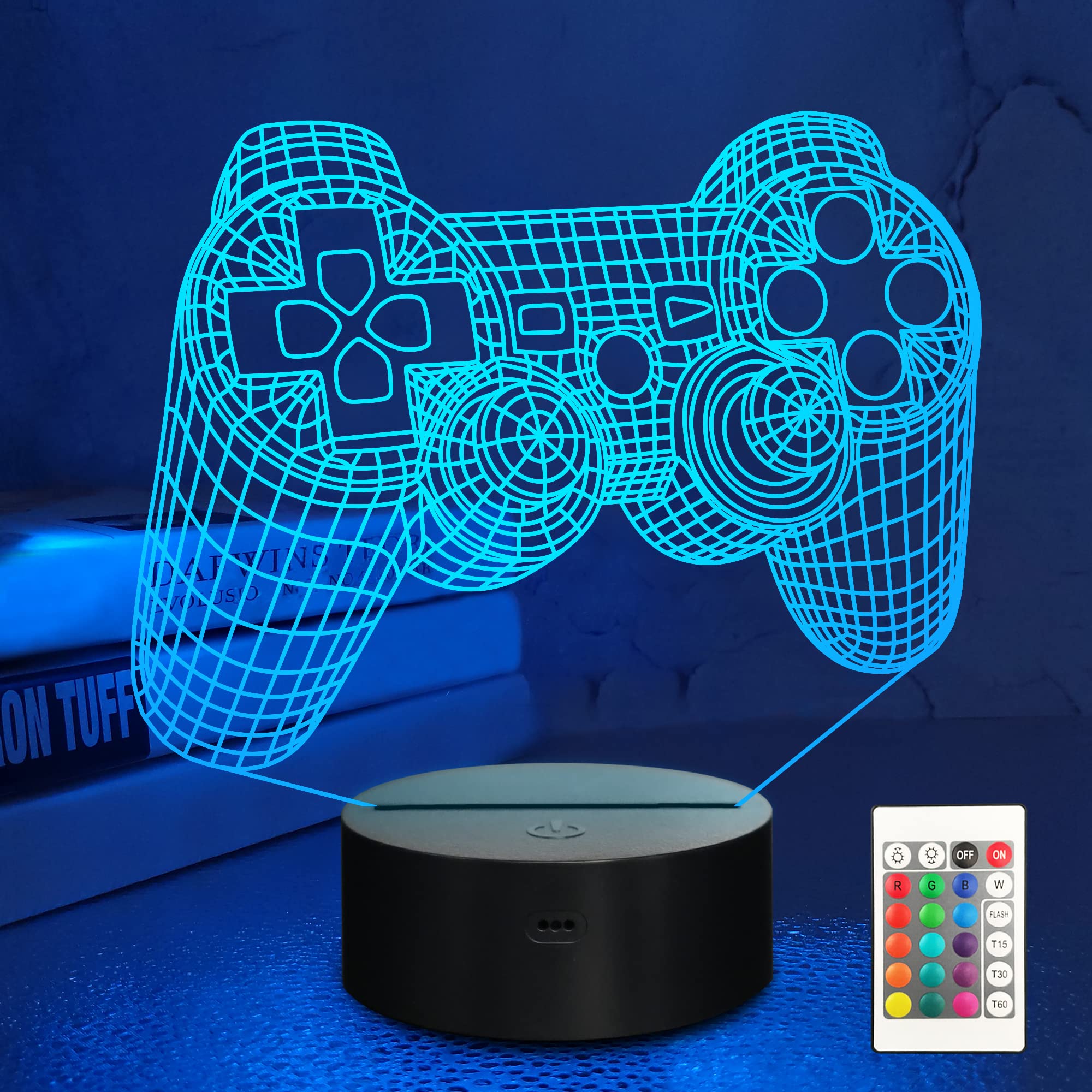Lampeez 3D gamepad Lamp game console Night Light 3D Illusion lamp for Kids, 16 colors changing with Remote, gaming Room gamer gi