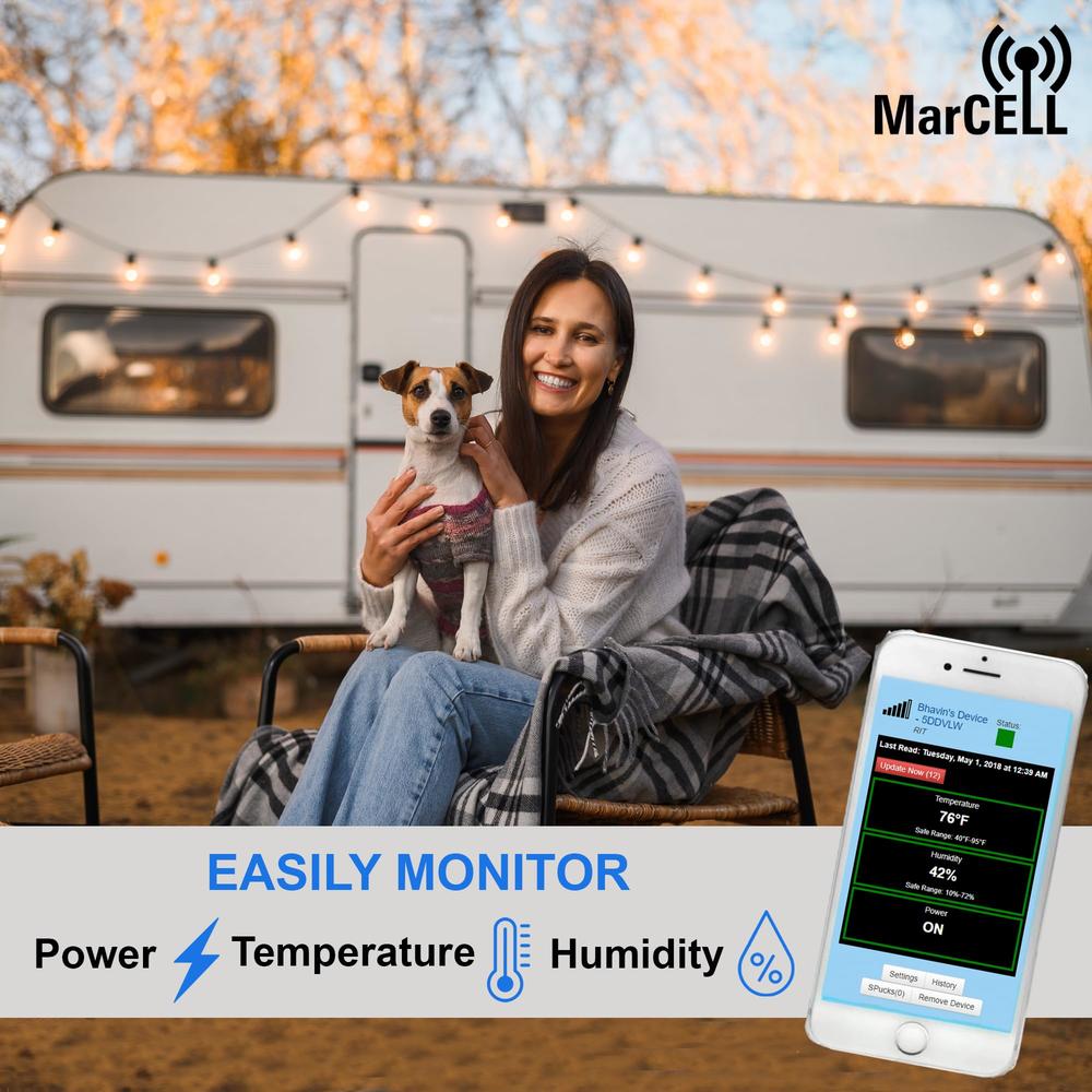 MarcELL cellular Temperature, Humidity & Power Monitor (Verizon) - Made in the USA - RVs, Pet Safety Monitoring, Second Home Mon