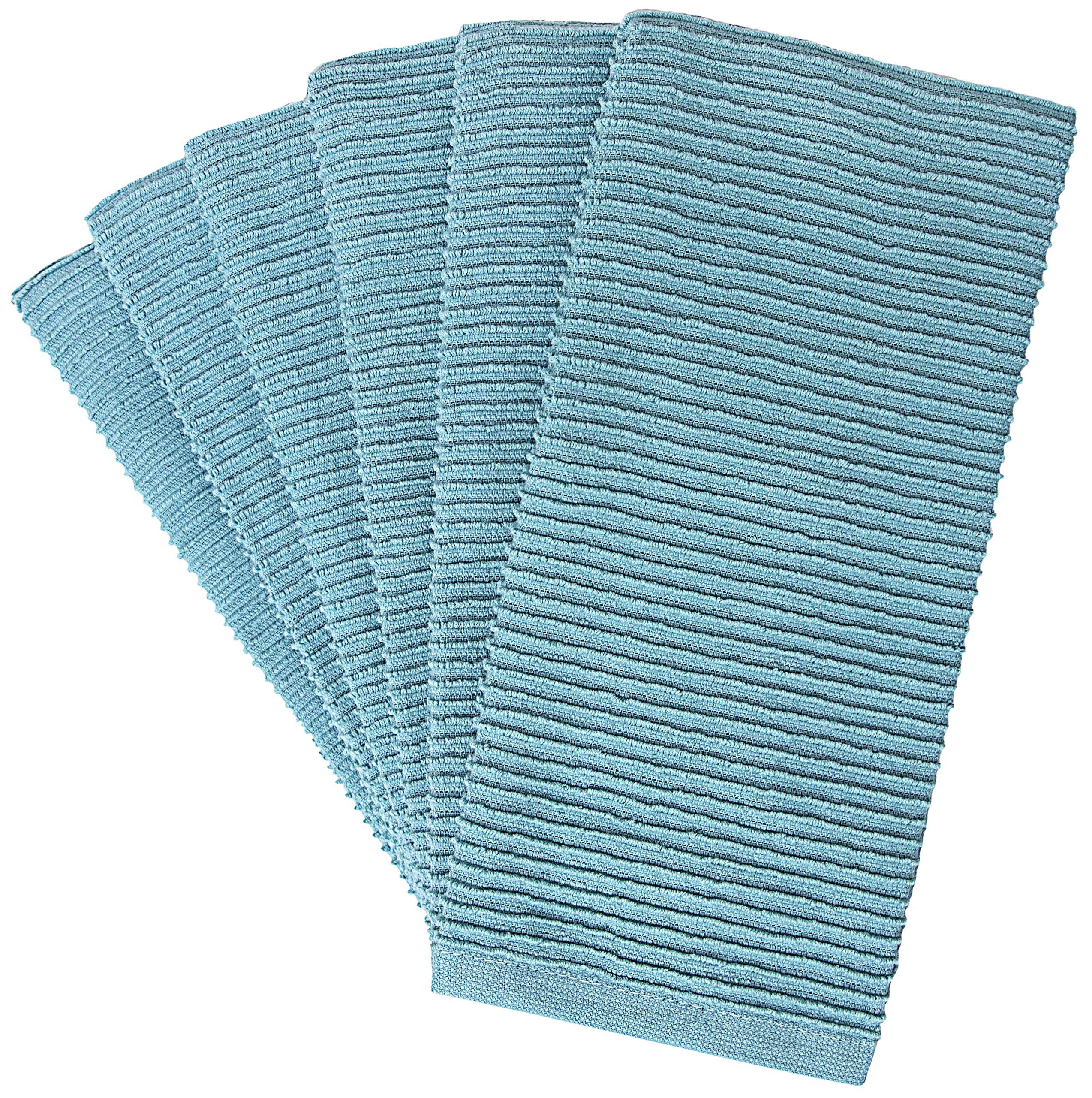 Linteum Textile Kitchen Towel Rag with Blue Stripe - 100% Cotton Kitchen  Towels, Durable Kitchen Hand Towels, 15