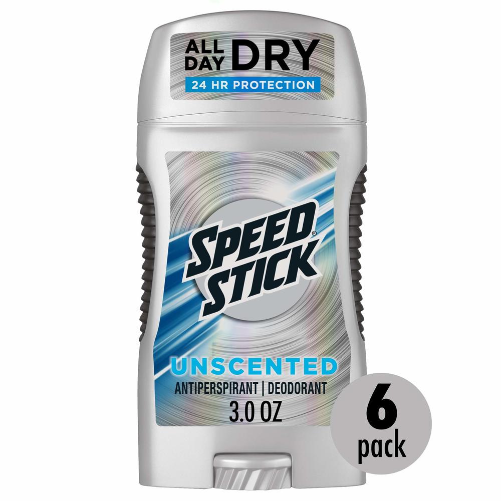 Speed Stick Power Antiperspirant Deodorant for Men, Unscented - 3 Ounce, Pack Of 6 (Packaging May Vary)