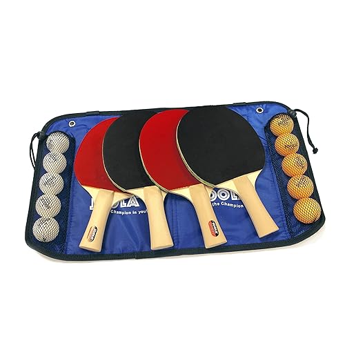 JOOLA Family Premium Table Tennis Bundle Set - 4 Regulation Ping Pong Paddles, 10 Training 40mm Ping Pong Balls, and carrying ca