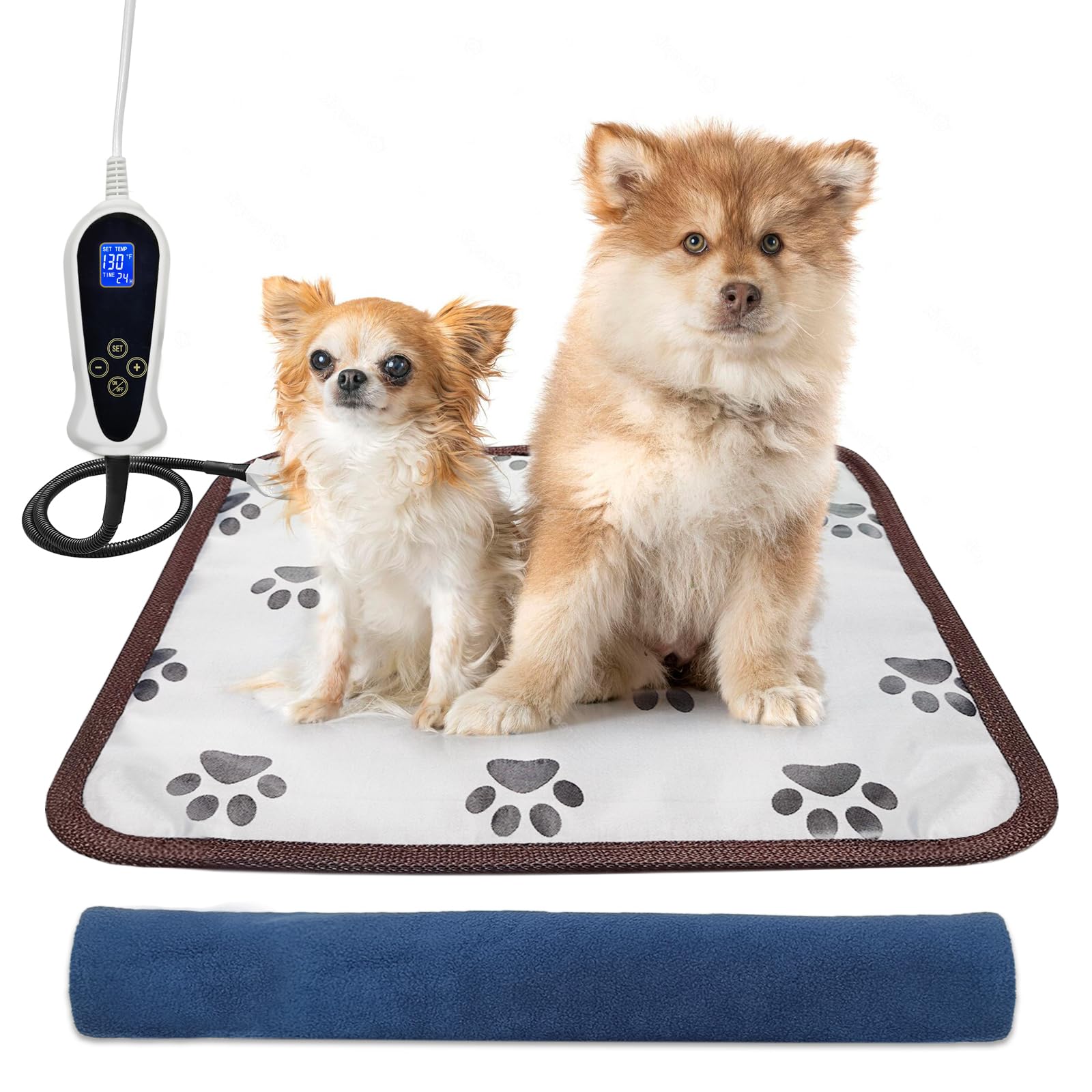 Bestio cat Heating pad,Medium 18x18 inches Dog Heating Pad,Electric pet Heated pad with Adjustable Thermostat and chew Resistant