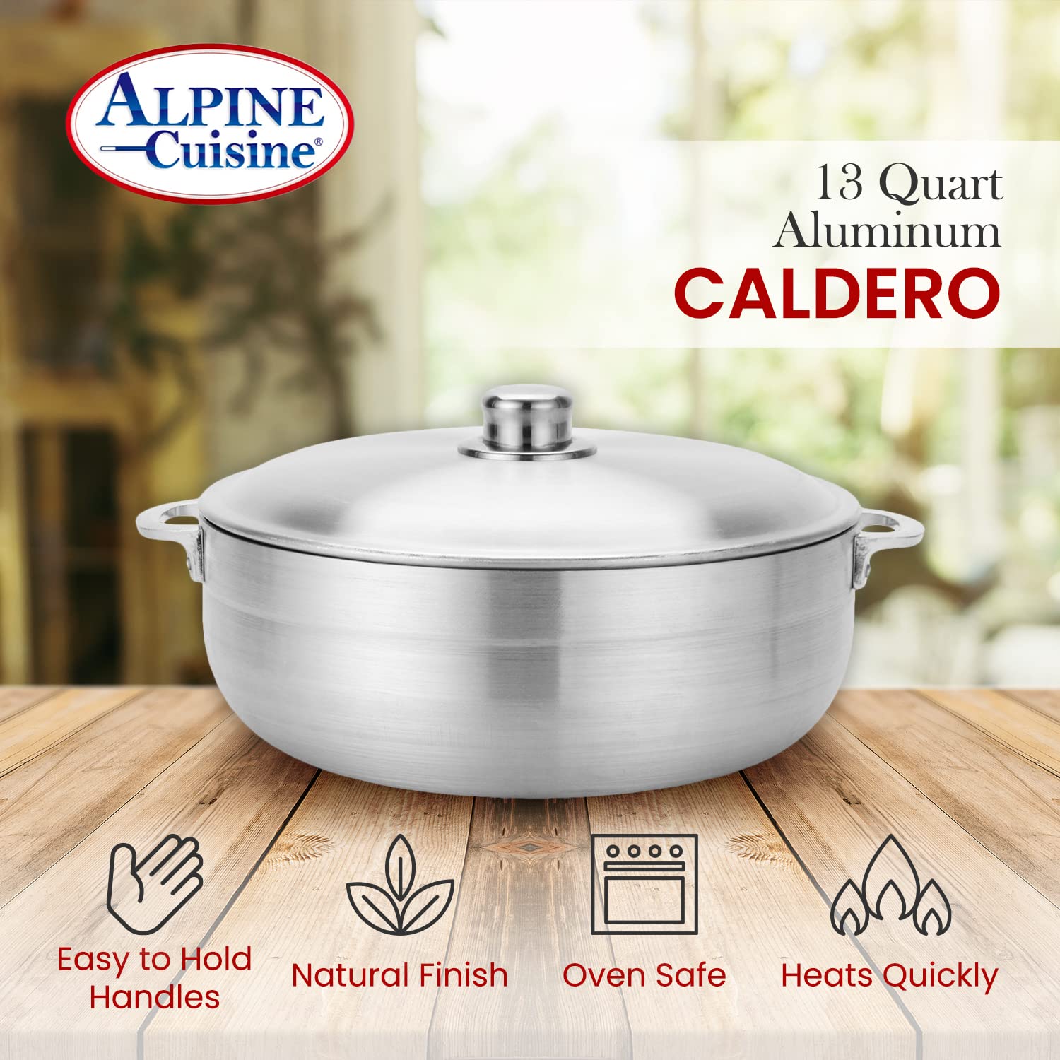 Alpine Cuisine Aramco Alpine gourmet caldero, 13-Quart, Silver
