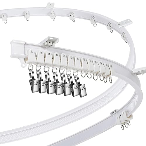 Jetec curved Flexible Bendable ceiling curtain Track, Mount for curtain Rail with Track curtain System, Wall Divider curtain, RV Track