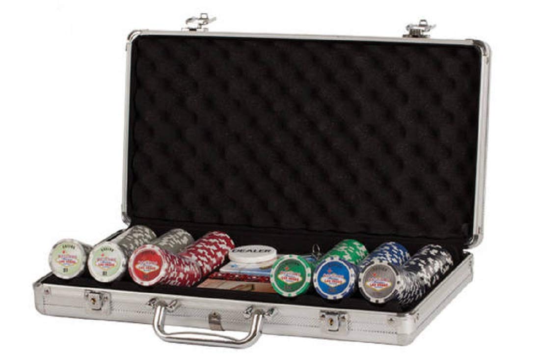 cHH Poker Set In Aluminum case With 300 (115 gram) Las Vegas Style chips