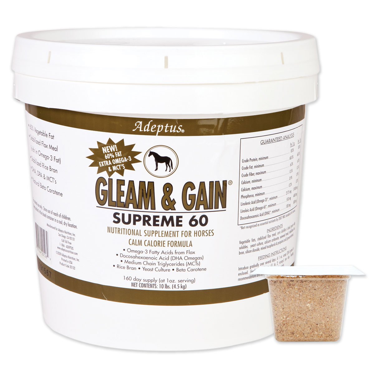 Adeptus Nutrition 1 count gleam & gain Supreme 60 Equine, 10 lb