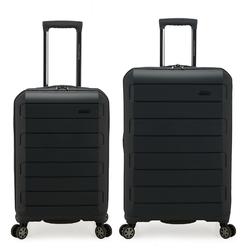 Traveler's Choice Travelers choice Pagosa Indestructible Hardshell Expandable Spinner Luggage, Black, 2 Piece Set