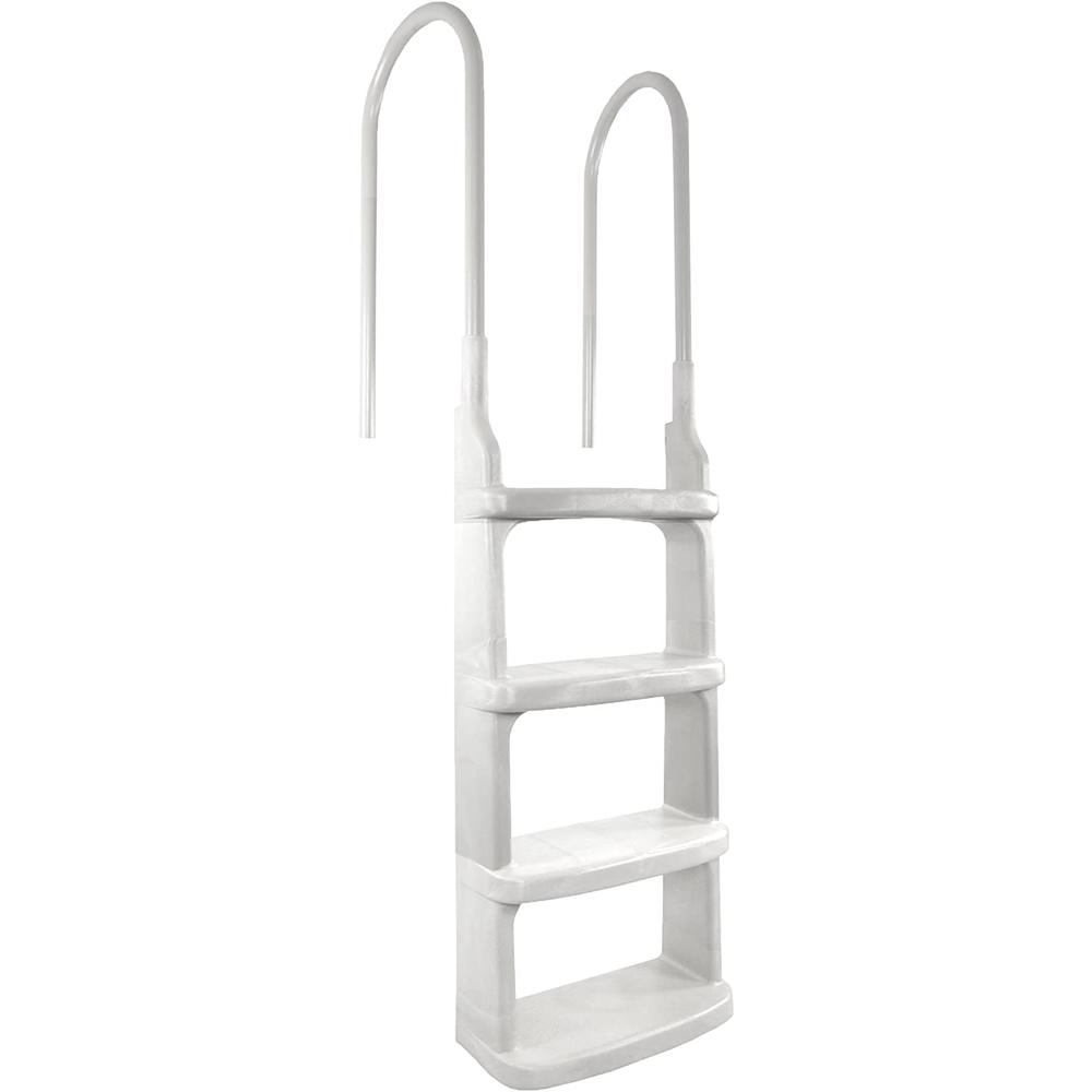 Main Access Easy Incline White Pool Deck Ladder for 48 to 54 Inch Above ground Pools