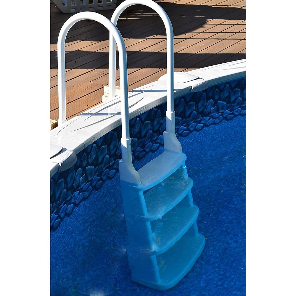 Main Access Easy Incline White Pool Deck Ladder for 48 to 54 Inch Above ground Pools