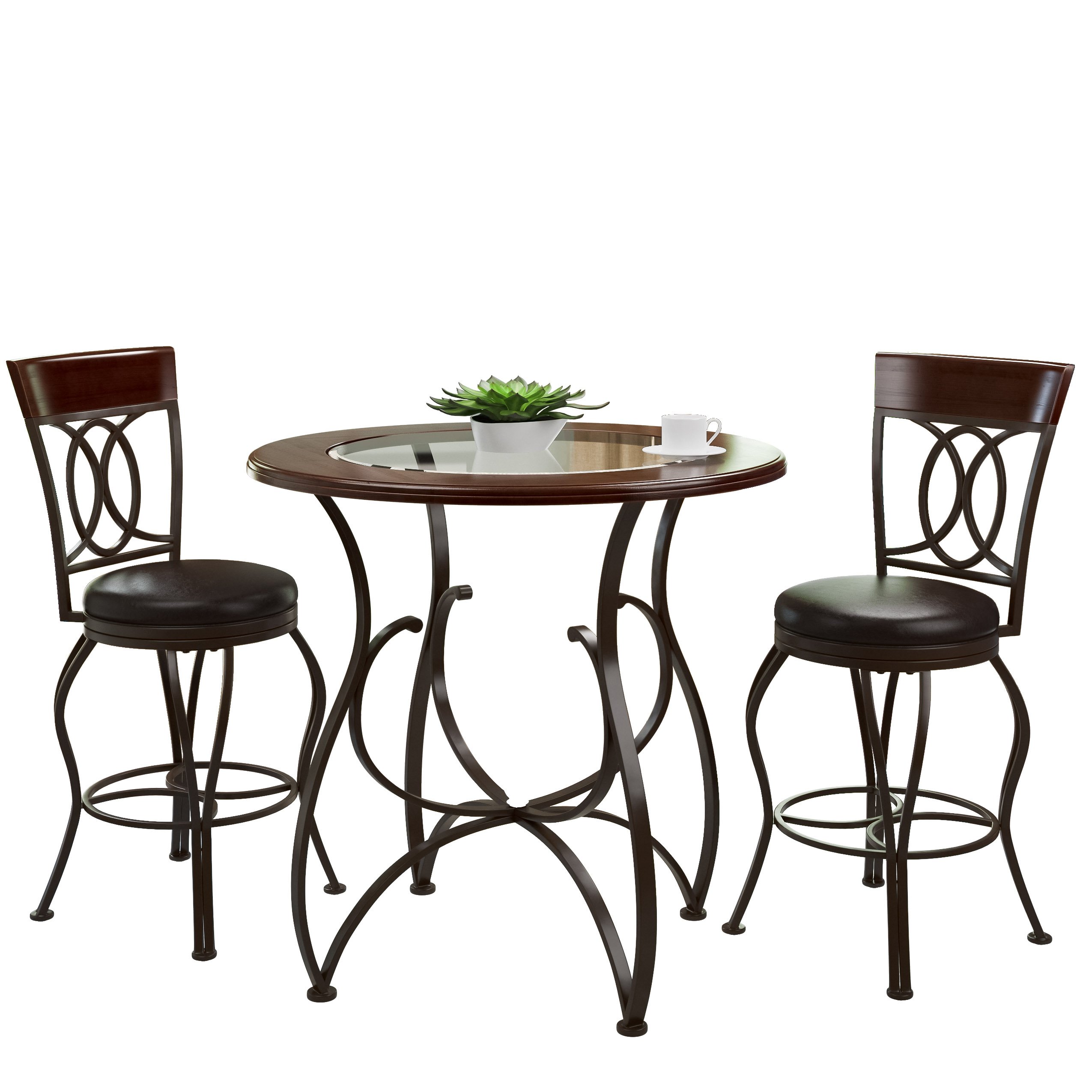 corLiving Jericho counter Height Matte Brown Barstool and Bistro Table Set,