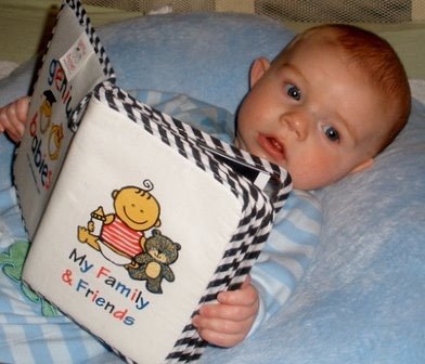 Genius Baby Toys Genius Babies My First Photo Album of Family & Friends with Black White Soft Cover and Baby Safe Mirror