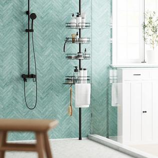 Zenna Home Rust-Resistant Corner Shower Caddy for Bathroom, 4 Adjustable  Shelves with Towel Bar and