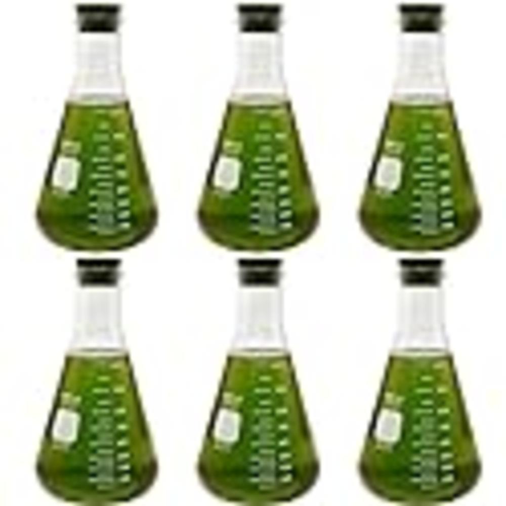Corning Pyrex #4980-1L, 1000ml Narrow Mouth Erlenmeyer Flask with Rubber Stopper (Pack of 6)