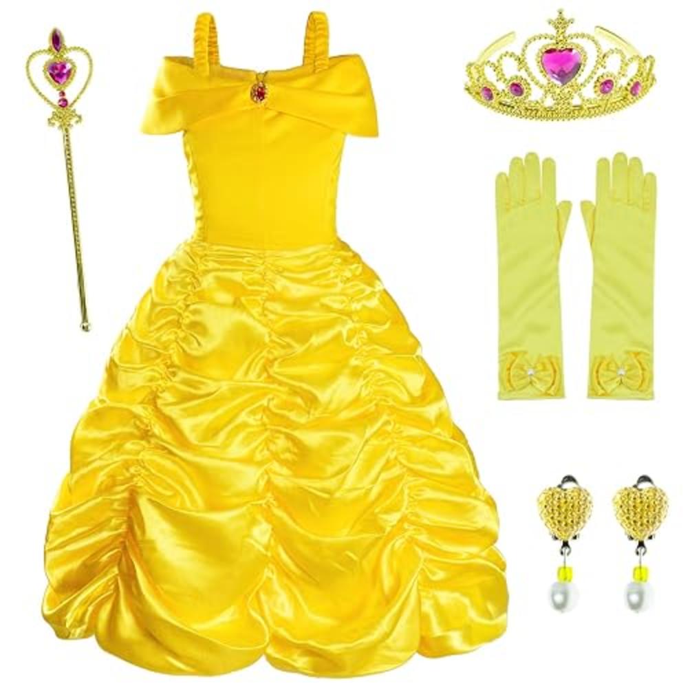 Princess Costume Set For Girls - Complete Party Dress Up With Tiara, Wand & Accessories