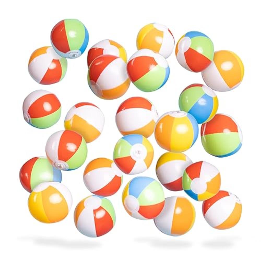 Top Race Inflatable Beach Balls in Bulk | 50 pcs Pack Mini Blow up Rainbow Color Beachballs | Great for Pool, Beach, Summer Part