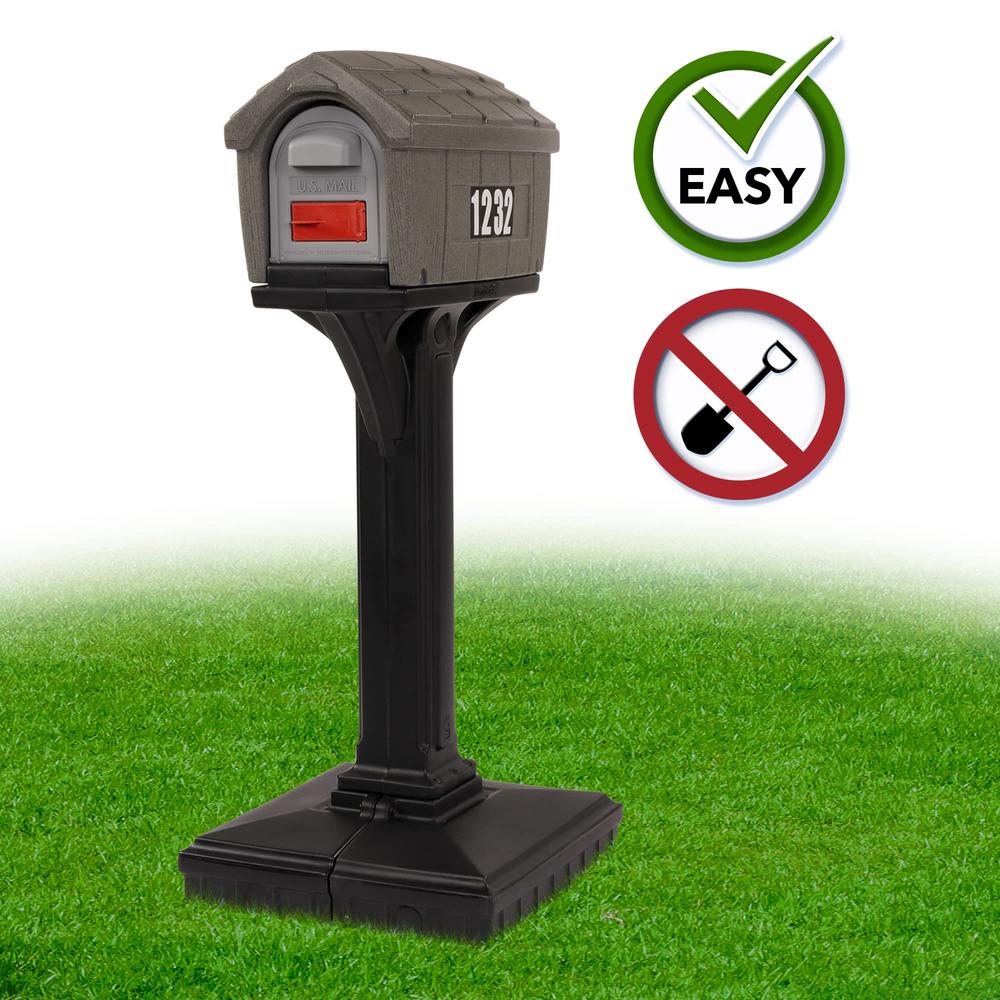 Simplay3 Dig-Free Easy Up Home Mailbox, Graystone/Black, Made in The USA