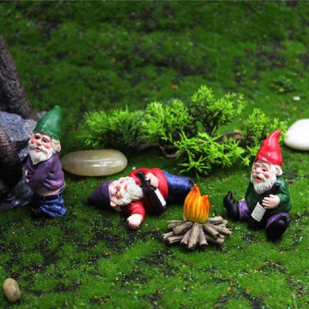 GZTEESER 4PCS Drunk Gnomes Dwarf Garden Knomes Decorations Decor Clearance Drunken Figurines for Outdoor Indoor Patio Yard Lawn 