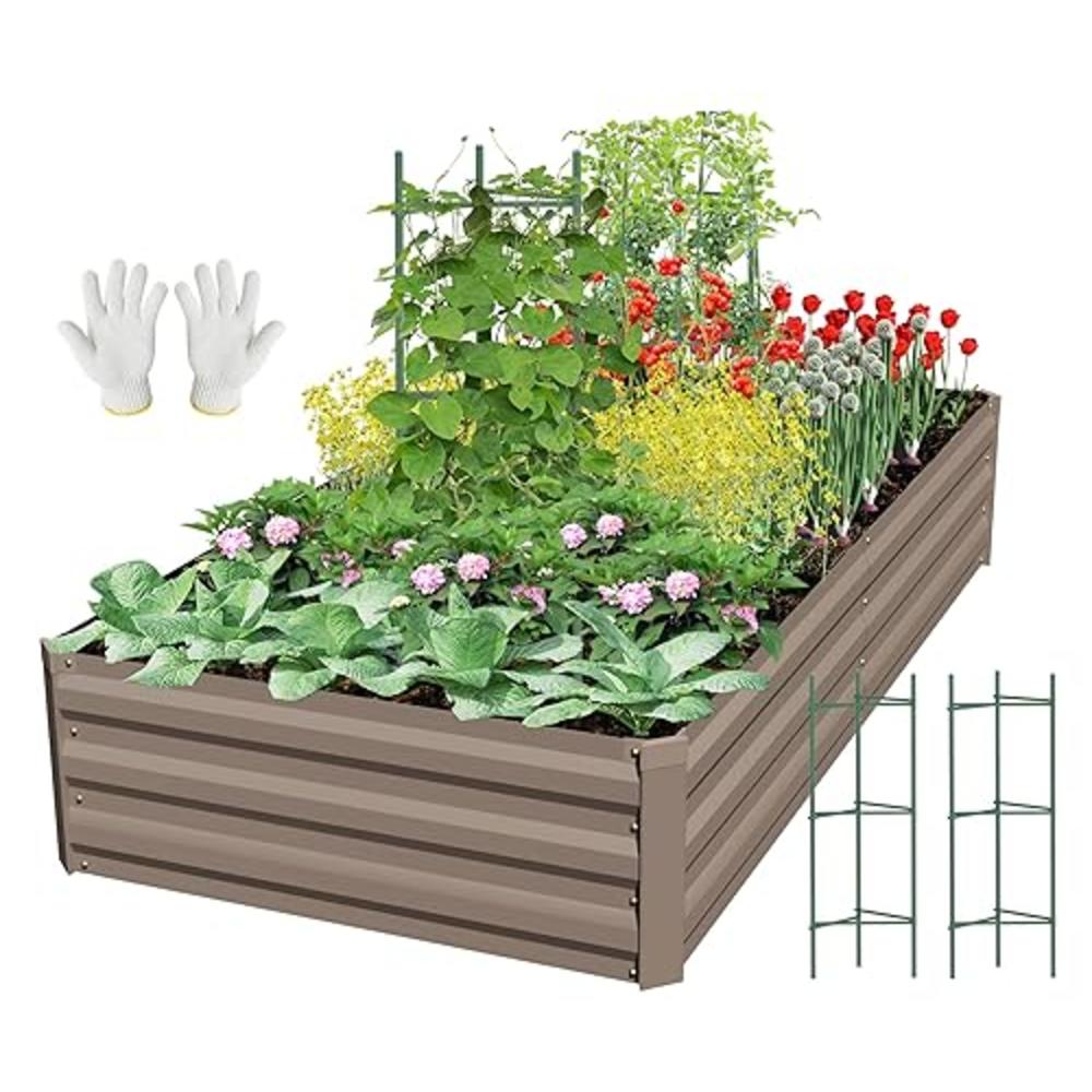 SONFILY Raised Garden Bed Metal Raised Garden Bed Outdoor Kit Garden Boxes Raised Galvanized Planter Raised Beds for Gardening V