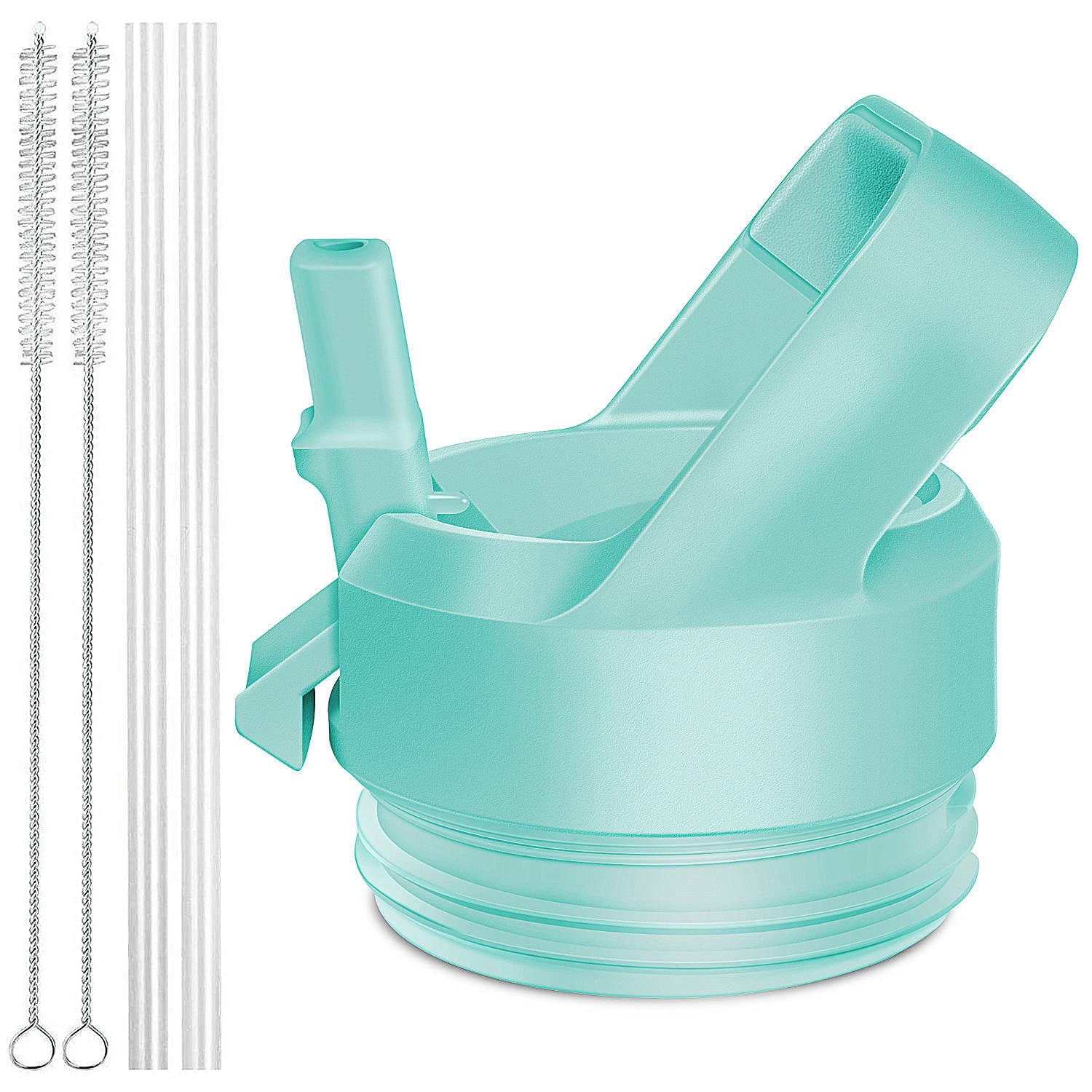 AIPENQ Straw Cap for YETI Rambler Bottle and RTIC Bottle, Straw Lid with 2  Straws and 2 Brushes (Seafoam)