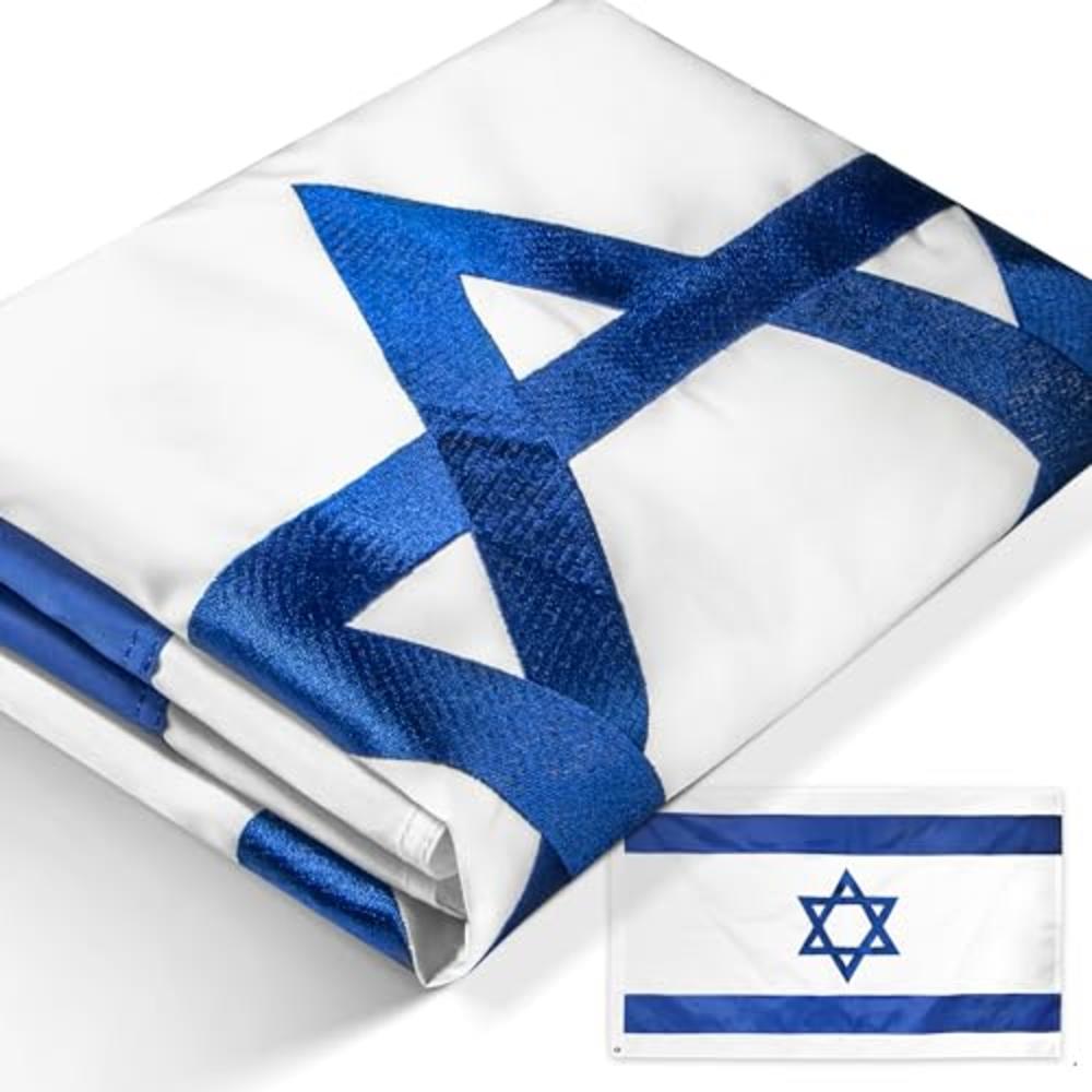 Anley EverStrong Series Israel Flag 3x5 Foot Heavy Duty Nylon - Embroidered and Sewn Stripes - 4 Rows of Lock Stitching - Israel