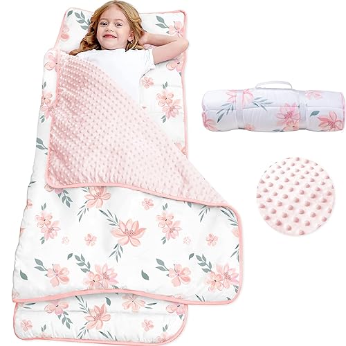 Primlect Nap Mat- Toddler Nap Mat with Pillow & Fleece Blanket- 55''*23''*2'' Nap Mat for Toddlers- Nap Mats for Preschool, Daycare
