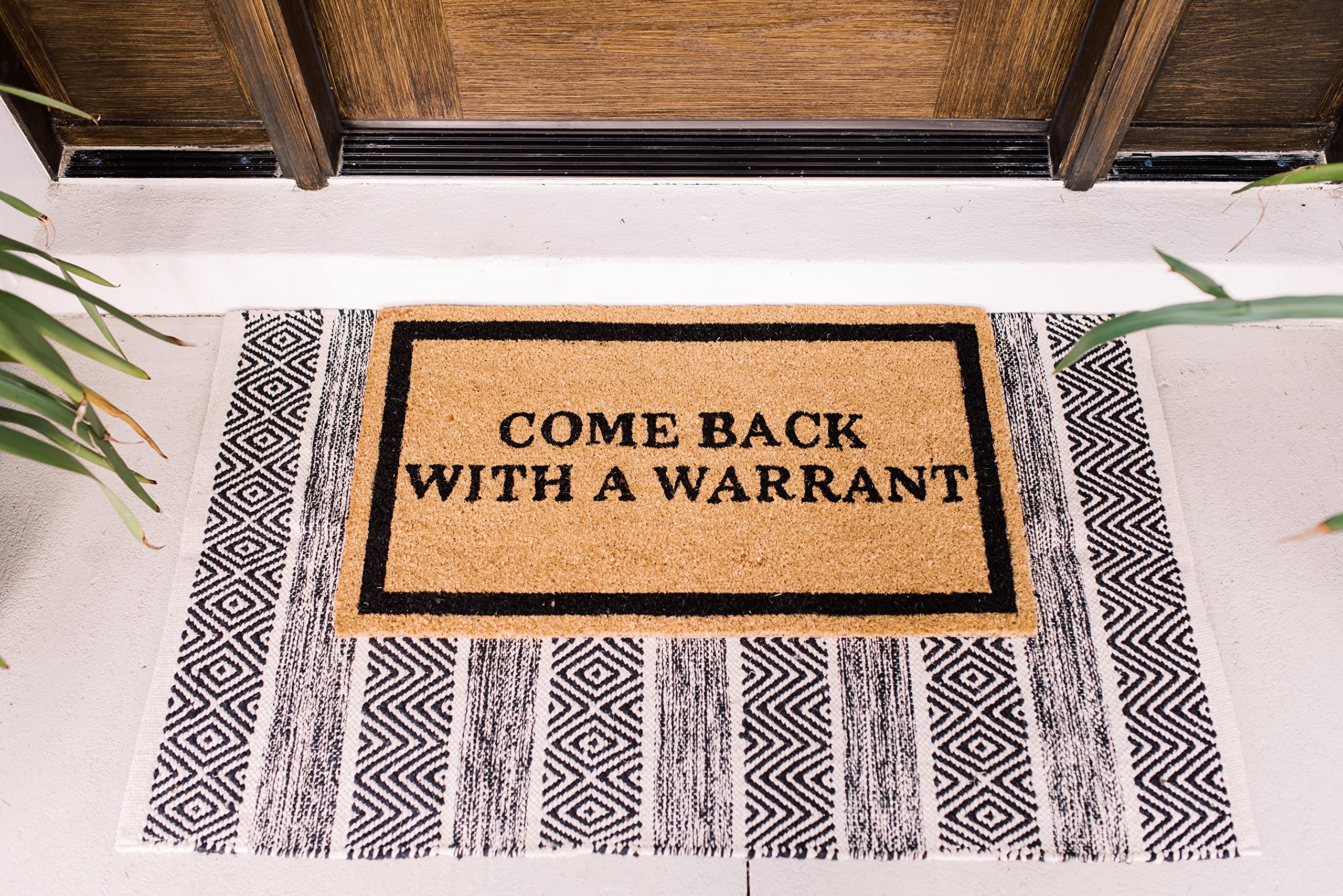 THEODORE MAGNUS Natural Coir Doormat with Non-Slip Backing - 17 x 30 - Outdoor/Indoor - Funny Doormat - Natural - Come Back with