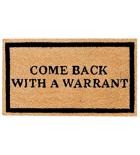 THEODORE MAGNUS Natural Coir Doormat with Non-Slip Backing - 17 x 30 - Outdoor/Indoor - Funny Doormat - Natural - Come Back with