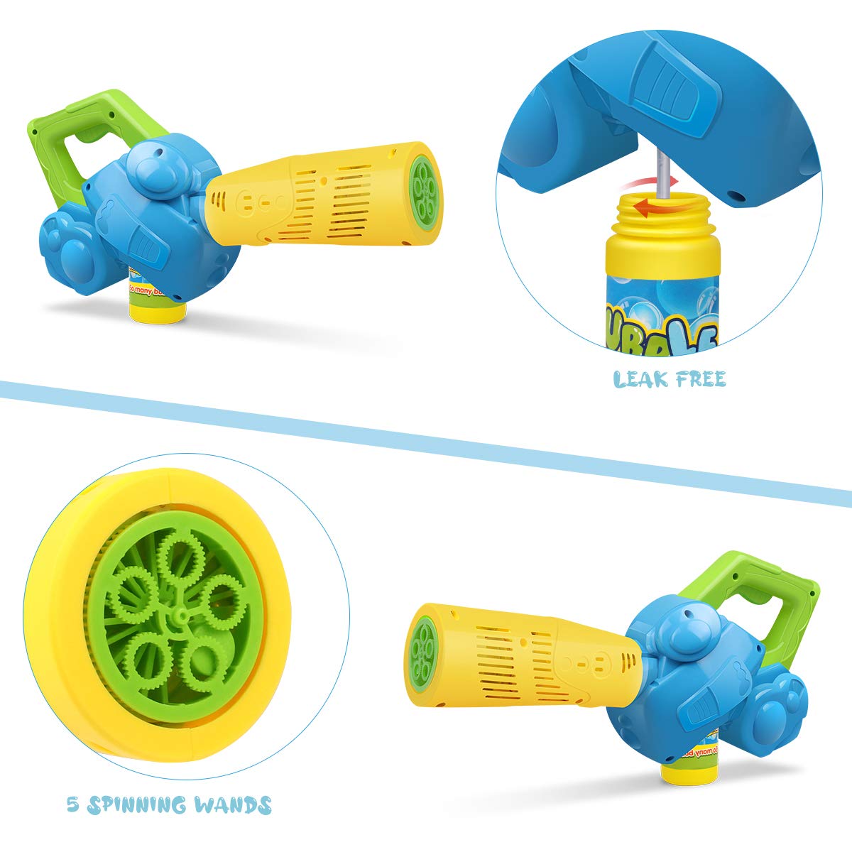 Duckura Bubble Leaf Blower for Toddlers, Kids Bubble Blower Machine with 3 Bubble Solution, Summer Outdoor Toys, Halloween Party