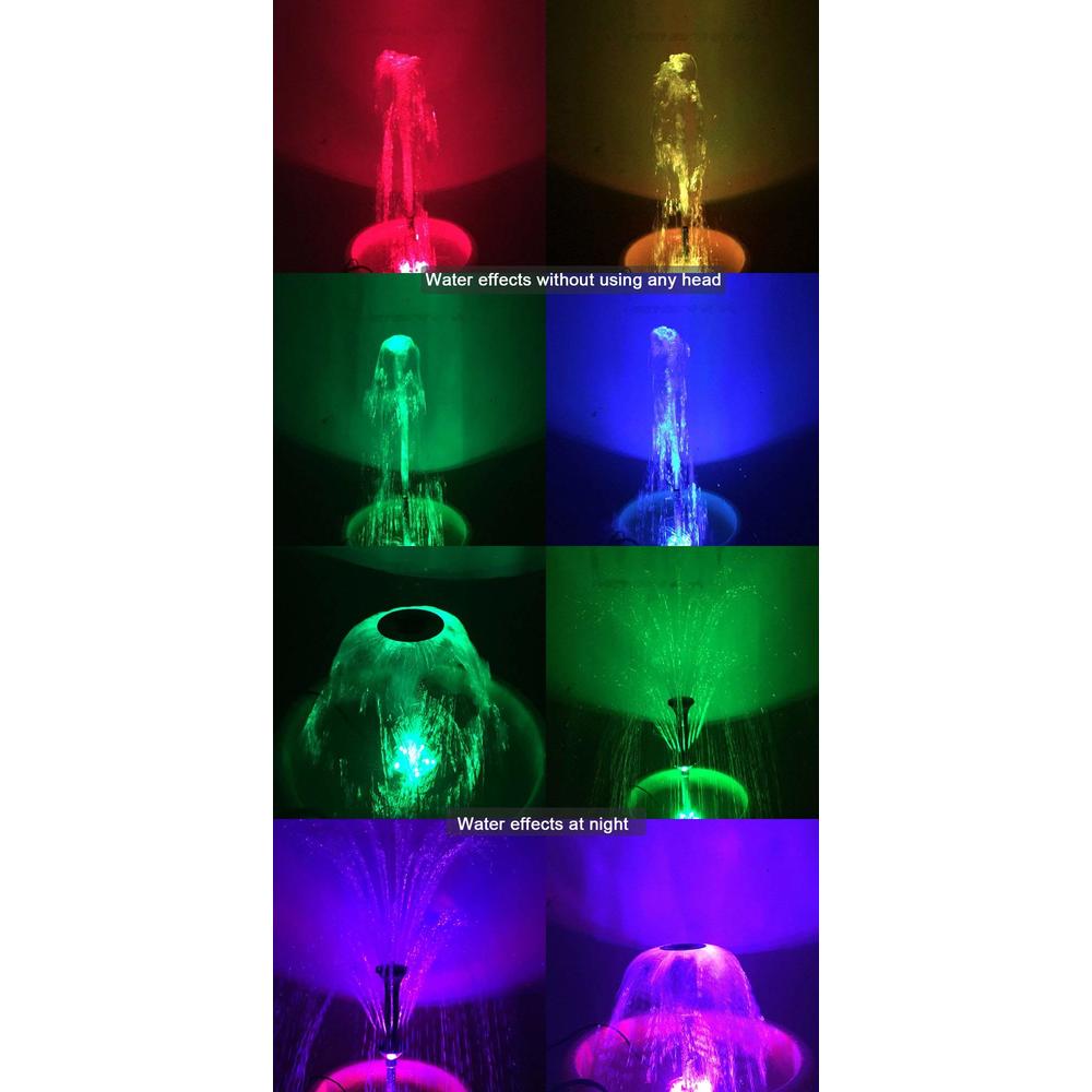 COODIA 660GPH Submersible Pump Pond Fountain with Inside Filter and RGB Colorful LED Light, Multiple Water Fountain Spray Nozzle