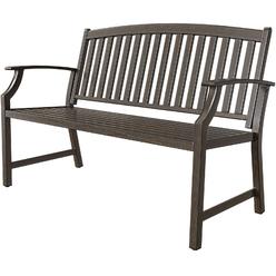 Grand patio Garden Bench, Outdoor Benches with Anti-Rust Aluminum Steel Metal Powder Coated Frame, Patio Farmhouse Seating for F